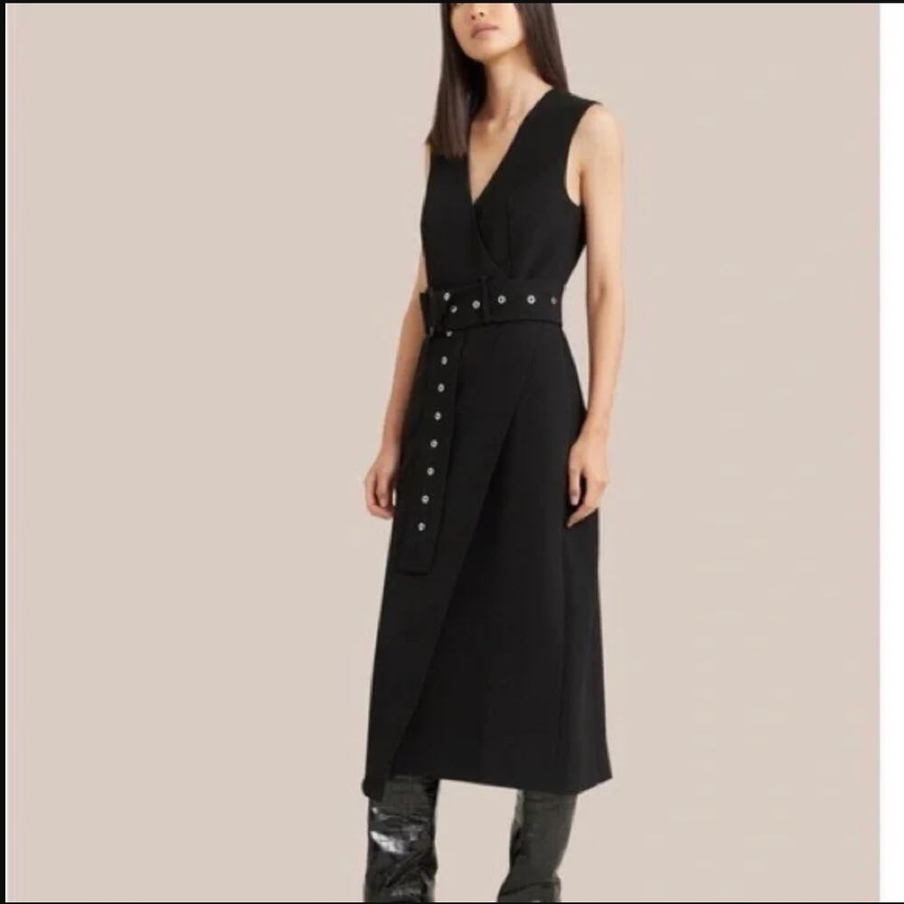 Modern Citizen Jisoo Belted V-Neck Wrap Midi Dress – Black – XL